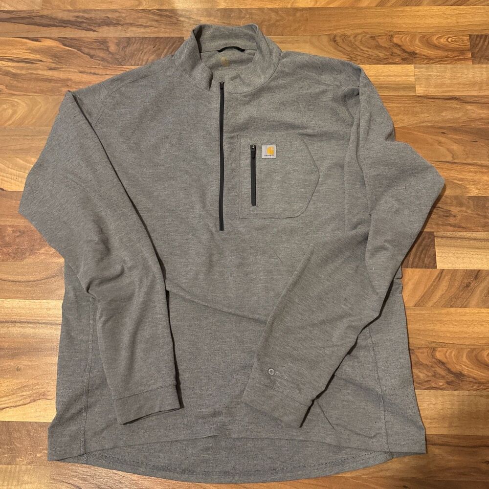 Carhartt Force Quarter Zip Pullover Men 2XL Charcoal Heather Wool Blend MBL120